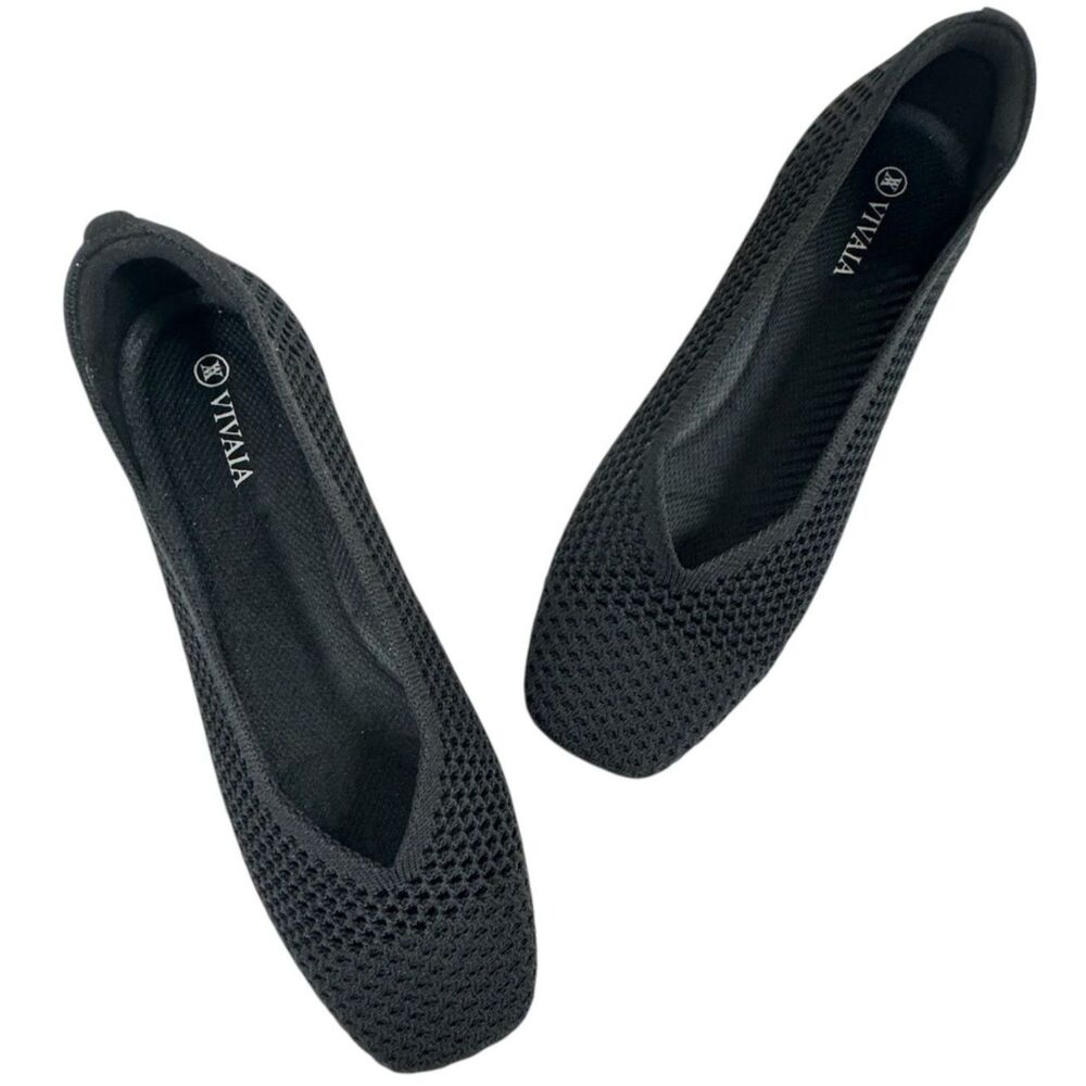VIVAIA Black Knit Ballet Flats - Lightweight Women’s Loafers